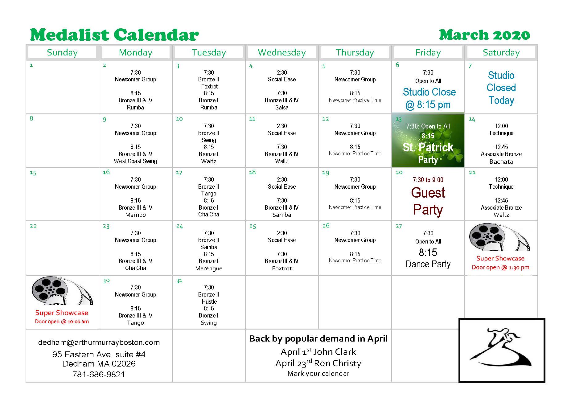 Dedham March 2020-Medalist Calendar Dedham March 2020-Medalist Calendar