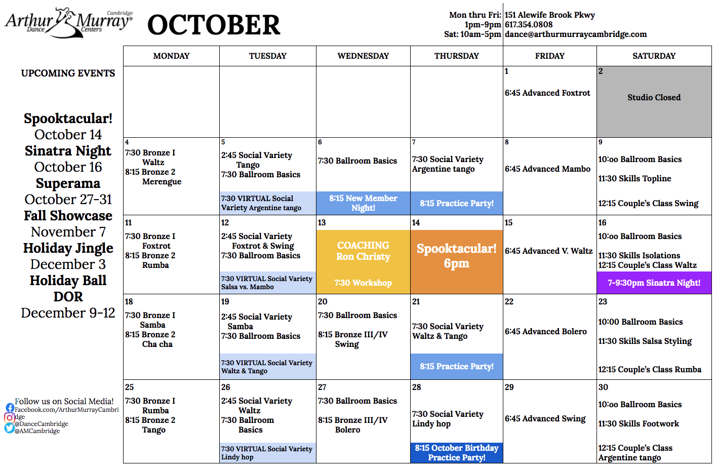 Cambridge October Calendar Cambridge October Calendar