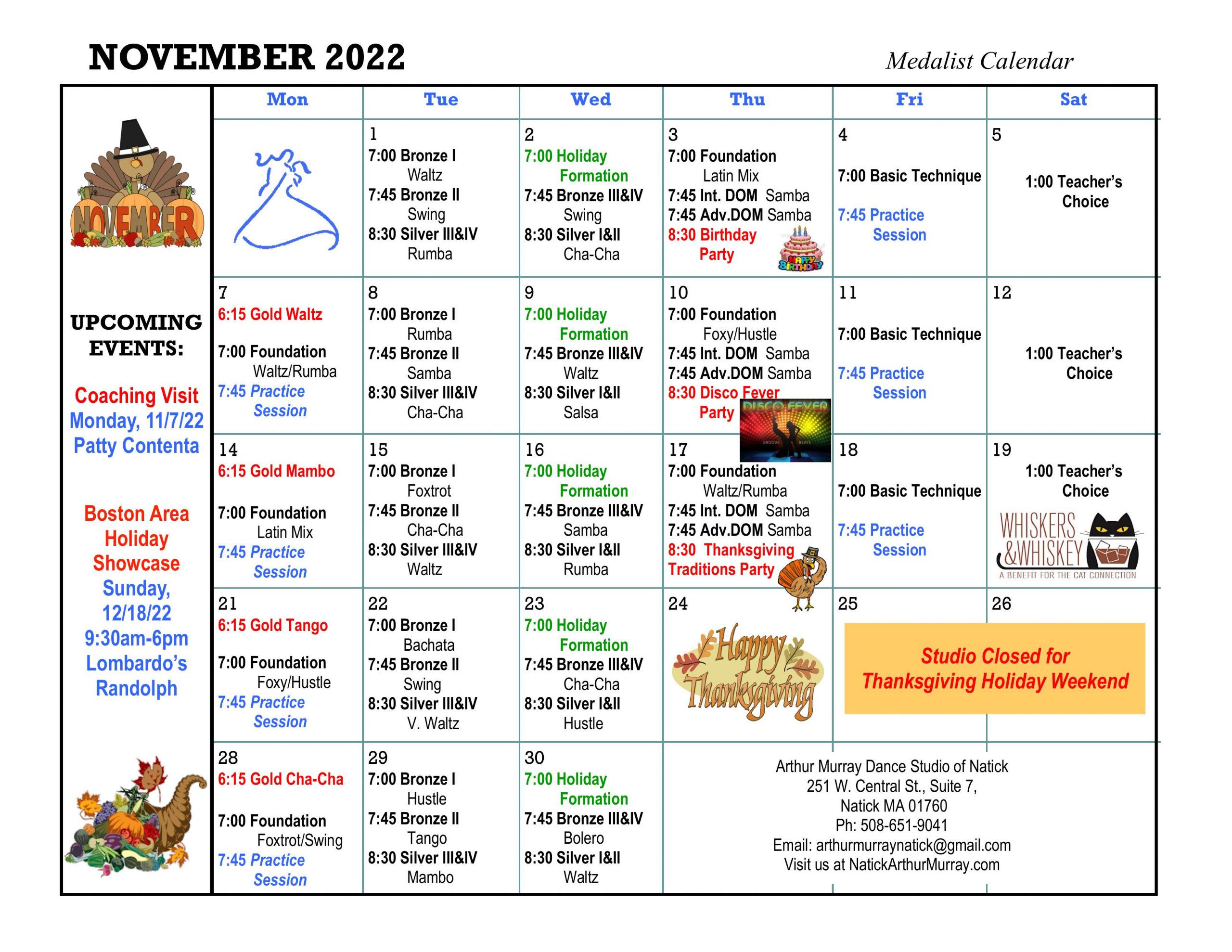 Natick Medalist November Calendar