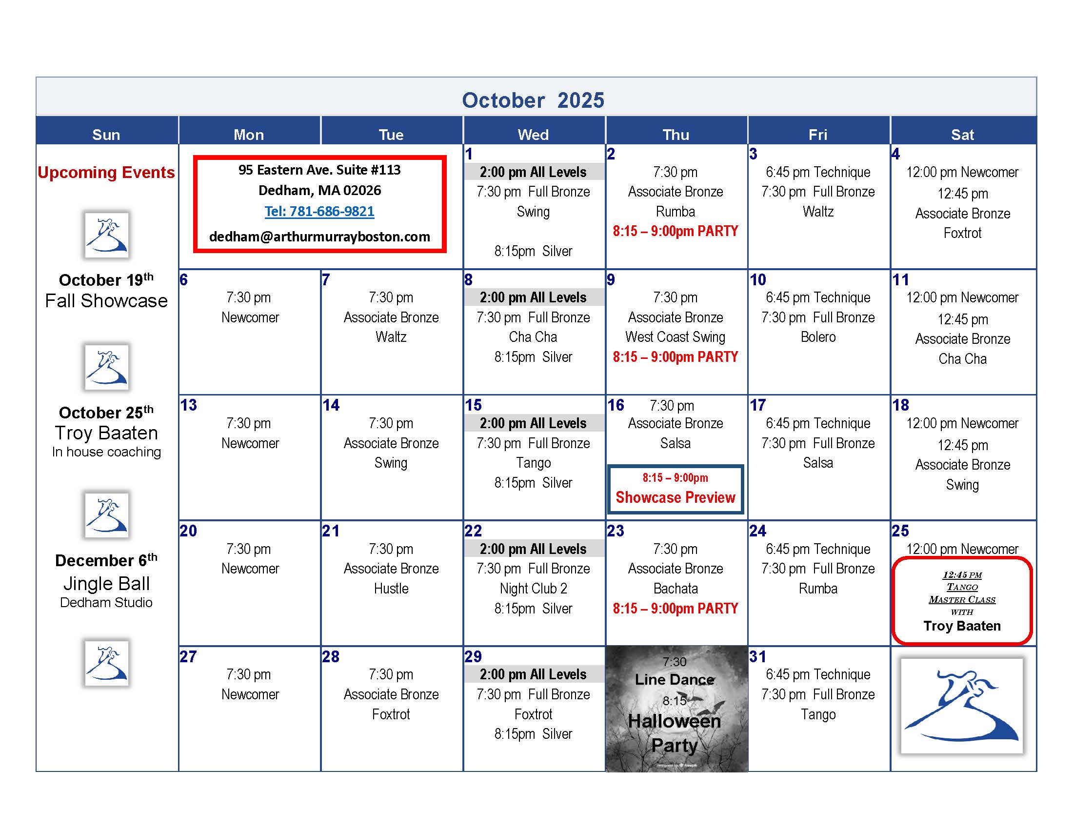 October 2025 Calendar - Dedham
