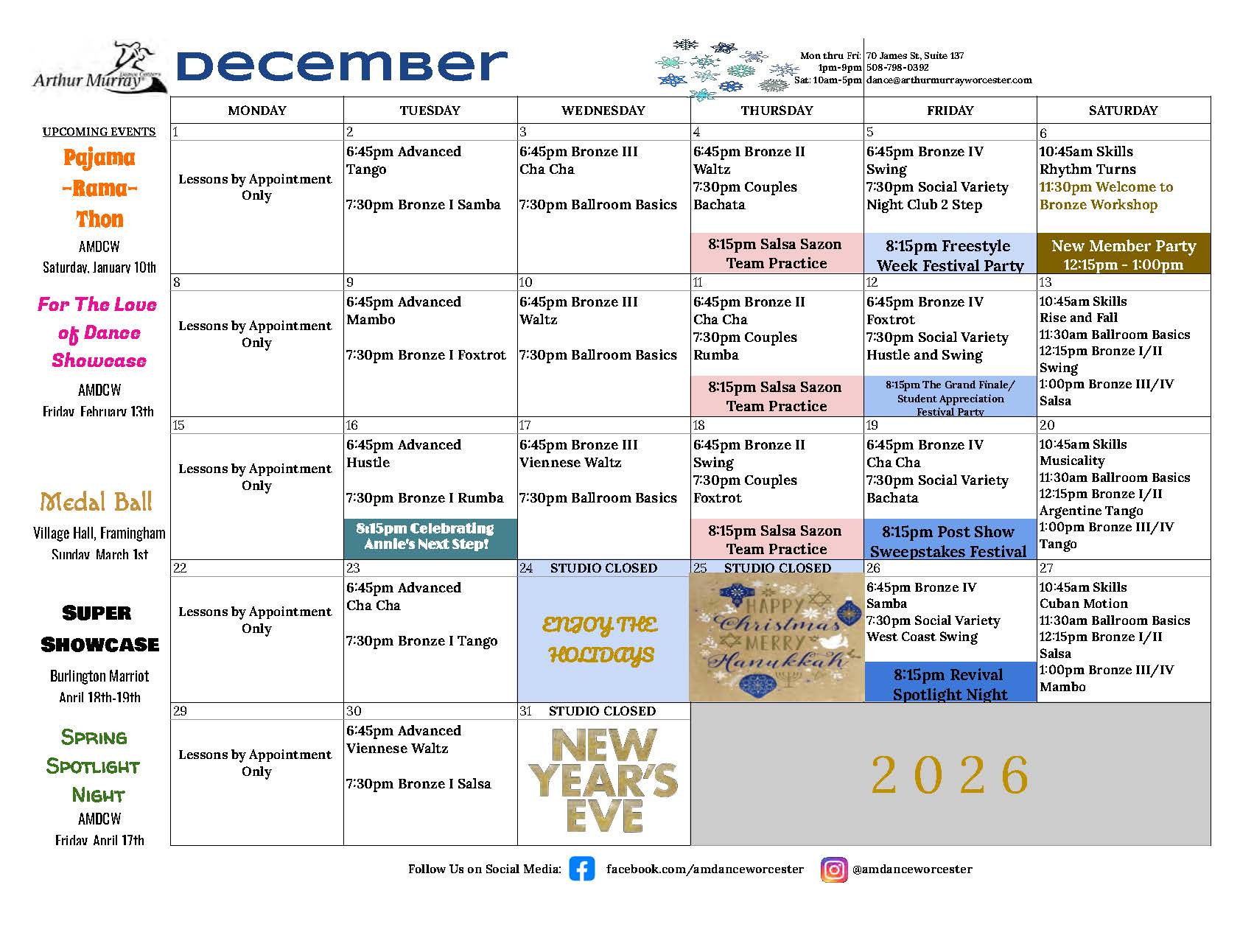 December 2025 Worcester Calendars